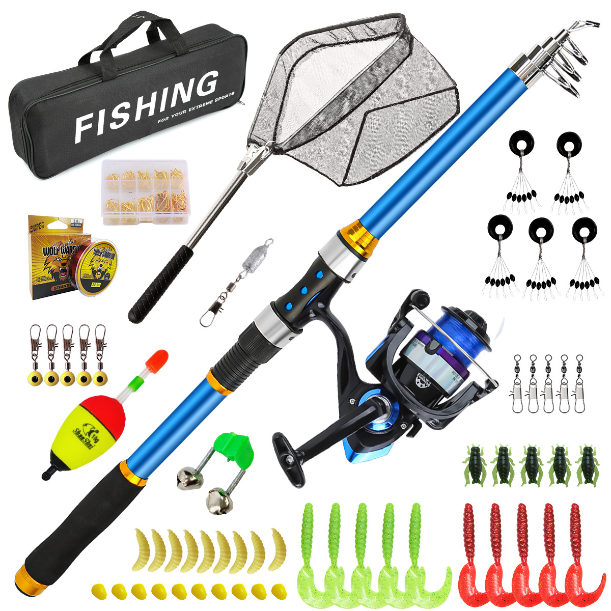 Juego de cañas de pescar teles - Spincast Reel reseña y precio